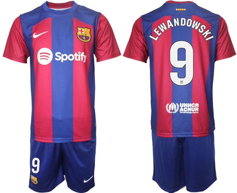 Men 2023-2024 Club Barcelona home red 9 Soccer Jersey